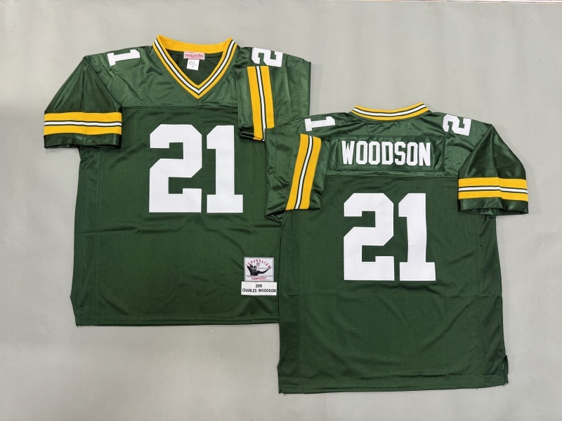 Men 2025 Green Bay Packers #21 Woodson green Throwback Limited NFL Jersey style 001->green bay packers->NFL Jersey